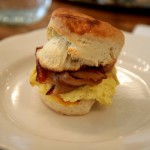 Peels' build a biscuit with eggs, cheddar, and bacon